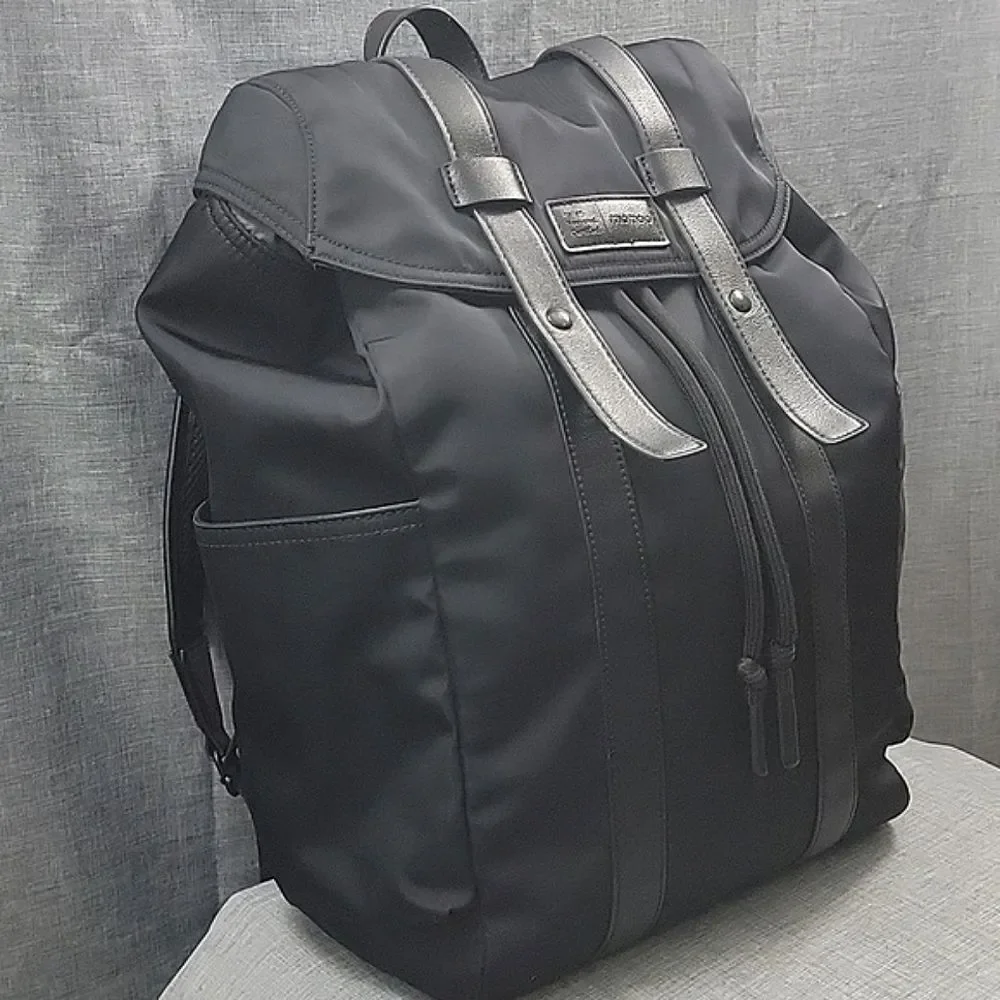 MioMojo Orlando VEGAN Black Leather Backpack -  Minimalist, Nylon, Recycled